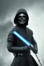 Placeholder: All Black Anakin Skywalker soldier, ghost, wearing high tech mask, white smoke, dark, rage, sorrow, high definition, ultra 8 k, volumetric lighting, blue fire, fog