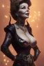 Placeholder: Joan Collins as evil queen in black leather, leather, busty, cleavage, angry, stern look. character design by cory loftis, fenghua zhong, ryohei hase, ismail inceoglu and ruan jia. unreal engine 5, artistic lighting, highly detailed, photorealistic, fantasy