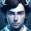 Placeholder: masterpiece - face - anime boy - black long hair - portrait- white iris - white horns on head - sharp eyes - handsome