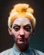 Placeholder: Portrait, hybrid character, waitress woman with monster muppet mask that covers her entire head, retro style, Sesame Street style, smooth, unreal engine 5, god lights, ray tracing, RTX, lumen lighting, ultra detail, volumetric lighting, 3d.