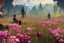 Placeholder: a landscape of farcry new dawn pink flowers , photorealistic, trending on artstation