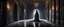 Placeholder: Hyper Realistic transparent black ghost between a huge dark hallway of a historical Indian palace with peeling wall paints at night