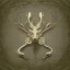 Placeholder: emblem of an elvish forest city with a stag horn on it, very detailed, triangle