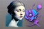 Placeholder: flower cut, girl with pearl earring S<AI in moonlight, shaded pastel and charcoal drawing, bioluminescent, holographic