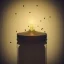 Placeholder: lantern, swarm of glowing fireflies inside a belljar, polaroid, luminescent glow, moody, tender, photorealistic, octane render, golden hour