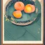 Placeholder: Ukiyo-e style illustration of three watercolor peaches stilllife