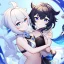 Placeholder: Genshin woman, Clear Focus High resolution, Calm Background, Light skinned woman, Black long beatiful hair, Dark blue sparkling eyes, Very Beatiful Face, Splash art, Cute Scene, Wearing a bikini