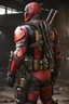Placeholder: Deadpool in Fallout-style power armor, photorealistic
