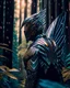 Placeholder: Winged man in the woods futuristic suit hyper-detailed art r8k