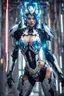 Placeholder: Photography excited pose beautiful woman with body mecha|full armor|organ|mystery|runes|neon|light, imbalances, mutations, anomalies, natural beauty