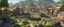 Placeholder: A busy market in a beautiful surreal sunny countryside scene with distant hills, many conjoining intricate characterful dwellings & a clock-house (designed by Esher & Dali), pathways & walkways & stairways & bridges & waterfalls & a waterwheel : ultra high detail, photorealistic, epic cinematic, 8K, Large depth of field