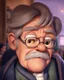Placeholder: old man wearing glasses, pixar style