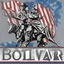 Placeholder: The text "Bolivar appreciates its veterans" with some blue stars and an American flag and a silhouette of a soldier. None of the components of the image should look plastic.