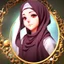 Placeholder: 3d anime Only the face Muslim Pretty impressive women inside a circular frame,Portrait image,professional look