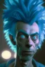 Placeholder: Rick from rick and morty as a real person, blue hair, dramatic lighting, octane render