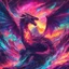 Placeholder: Dragon in a vibrant synthwave dreamscape, neon chaos swirling energetically around pixelated forms, a dynamic fusion of retro gaming nostalgia and futuristic abstraction