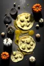 Placeholder: Cooking photo of wet Raviolis with truffle and pumpkin flying, minimal, olive oil, moisture, art, natural, ornaments, ceramic, marble, high kitchen, smooth, god rays, unreal engine 5, ray tracing, RTX, lumen lighting, ultra detail, volumetric lighting, 3d.