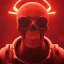 Placeholder: Midjourney style of detailed and intricate skull wearing red sunglasses| wearing cosmonaut suit| portrait and science fiction theme| aurora lighting| nebula and stars| stunning environment| volumetric lighting| vibrant