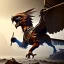 Placeholder: Epic massive Drawing Gryphon and Rider Flying estilo Caravaggio 4k