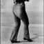 Placeholder: Ziegfeld girl on jeans walking side