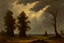 Placeholder: Trees, clouds, gothic horror movies influence, friedrich eckenfelder impressionism painting