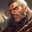 Placeholder: Portrait, bearded, Gunslinger, Cowboy, serious face,Blood Splatter