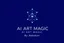 Placeholder: A professional, minimalist logo for a brand called “AI ART MAGIC”. The icon is an abstract, glowing, interconnected node-mesh structure forming a subtle spark of magic. Elegant, clean lines. Below the icon, the text “AI ART MAGIC” is in a modern sans-serif font, with “By: Babakan” written in a smaller, sophisticated font underneath. Color palette: Deep electric blue, neon purple, and crisp white. Vector style, high quality, solid background, professional graphic design.