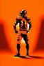 Placeholder: Silhouette of a football linebacker, orange background, photorealistic