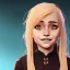 Placeholder: Portrait of a smiling 10 year old witch girl with blonde bangs