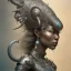 Placeholder: ssango fantasy, fantasy magic, intricate, sharp focus, illustration, highly detailed, digital painting, concept art, matte, artgerm and paul lewin and kehinde wiley, masterpiece silver elephant head bronze Asian African girl nice breast Afo hair turquoise sun rain waves