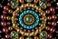 Placeholder: 3d Kaleidoscope recursive made of a metallic random color pearl spheres,hexagon diamonds, turning many times likr Spirograph drawing Kaleidoscope Ruler Set creation