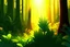 Placeholder: glowing plant in the middle of the forest, sunlit background cartoon