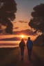 Placeholder: A hyper-realistic,two sunset silhouettes,vivid colors,fantasy,. full size ,Photo Real, HOF, full size, practicality,manufacturability,performance, (((realism, realistic, realphoto, photography, portrait, realistic, elegant, charming, , professional photographer, captured with professional DSLR camera, trending on Artstation, 64k, ultra detailed, ultra accurate detailed, bokeh lighting, surrealism, Thomas Kinkade backgroun