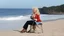 Placeholder: youthful Dolly Parton singing her famous "Play a song for me Applejack" country tube on the beach