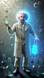 Placeholder: Albert Einstein, detailed and intricate calligraphy ink painting of a "cyborg Mad Scientist" holding beakers, outer space Background cosmic fractals, dystopian, concept art, unreal engine 5, god rays, ray tracing, RTX, lumen lighting, ultra detail, volumetric lighting, 3d, finely drawn, high definition, high resolution. award-winning: professional portrait: atmospheric: commanding: fantastical: clarity: 16k: ultra quality: striking: brilliance: stunning colors: amazing depth: masterfully crafted