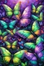 Placeholder: vibrant psychedelic oil painting image, airbrush, 64k, cartoon art image of background purple and green BUTTERFLIES , dystopian