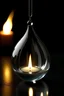 Placeholder: The gray translucent teardrop shaped gem in the pendant wraps around a bright candle flame.