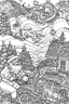 Placeholder: Get ready to add a pop of color to this vibrant and detailed coloring page! Featuring a bold ink line illustration of Santa Claus flying through the night sky on his sleigh, delivering gifts to excited children below. The black and white coloring page style adds a classic touch to this modern and dynamic scene.