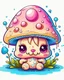 Placeholder: Tattoo design a one liquid cute kawaii baby mushroom happy, hyperdetailed intricately detailed, fantastical, surrealistic, splash screen, pastel colours, fantasy, concept art, 8k resolution, cartoon style, kawaii style, minimalist, simple