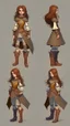 Placeholder: turnaround character of a girl, brown hair, she wears fantasy medieval clothes, she is slim, full body with boots