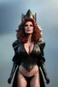 Placeholder: Raquel Welch as evil queen in black leather, leather, busty, cleavage, angry, stern look. character design by cory loftis, fenghua zhong, ryohei hase, ismail inceoglu and ruan jia. unreal engine 5, artistic lighting, highly detailed, photorealistic, fantasy