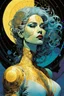 Placeholder: create an ethereal, otherworldly psytrance woman, her body formed utilizing sacred geometry, Fibonacci sequence, golden ratio, in the comic book art style of Mike Mignola, Bill Sienkiewicz, and Jean Giraud Moebius, with highly detailed and finely inked facial features , dramatic natural lighting