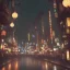 Placeholder: low-light japanese city street with laterns and clouds, full of people, map view, realistic, steampunk, 3d-art, futuristic, minimal design, unreal engine, ray-tracing