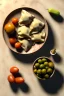 Placeholder: Ravioli dish by renaissance style still life with natural tomato, albahaca, olives, olive oil. moisture, art, natural, ornaments, marble, gold, high kitchen, smooth, gradient color background, unreal engine 5, ray tracing, RTX, lumen lighting, ultra detail, volumetric lighting, 3d.