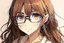 Placeholder: brown haired anime manga pregnant girl with eyeglasses