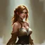 Placeholder: pretty girl, conventionally attractive, tight top, medieval, sorcerer, hazel hair, digital art