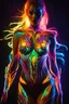 Placeholder: Beautiful woman body painting art neons glowing light in the dark and colorful details