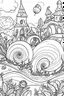 Placeholder: Outline art, snails in the garden, cartoon style, low detail, --ar 9:11