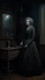 Placeholder: , beautiful and highly detailed , meticulously detailed dark sky, strange witch; ethereal fantasy hyperdetailed mist, maximalist matte painting, polished, realistic oil painting; a portrait of a sad woman,painting, old fashioned, vintage, antique, beautiful, bleak environment, gothic, spooky, eldritch, 16k
