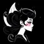 Placeholder: Illustration of a mesmerizing girl obscured by hair and with elf-like ears, depicted in the aesthetics of film noir, anime, and astonishing beauty, portrayed with dark, monochromatic minimalist art, infused with pop art sensibilities and animated gifs, reminiscent of Sailor Moon style, presented in an ultra-high-definition graphics format